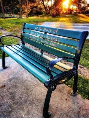 Spring Park Memorial Bench in Spring Park at sunset