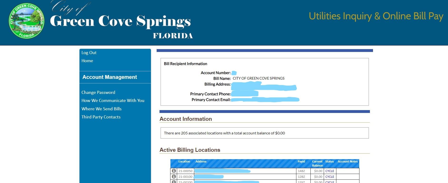 home page of online payment system after login